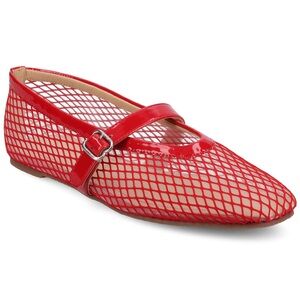 Journee Collection Red Mesh Flats